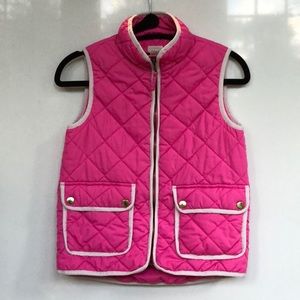 Pink and white crew cuts vest